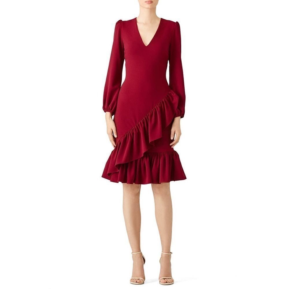 ALEXIA ADMOR Red Ruffle Dress SMALL - Picture 2 of 4